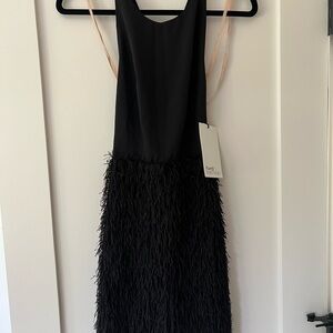 NWT. Size 2 Fame and Partners fringe black mini cocktail dress.